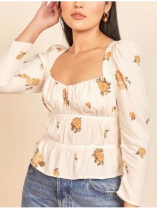 Reformation Tops - Reformation Plath in Constance Cream Floral Blouse Size Small Sweetheart